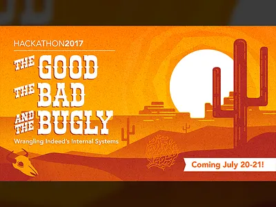 The Good, The Bad, and the Bugly cactus cowboys desert flat hack hackathon orange sand skull spaghetti west western