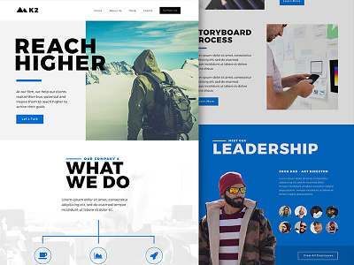 ViaThemes K2 Theme agency blue design landing page material mockup mountain template theme ui ux website