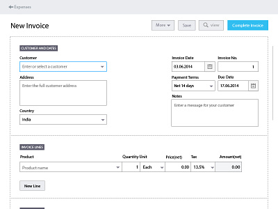 Invoice Web app new Invoice Wireframe illustrator photoshop ui design ux design