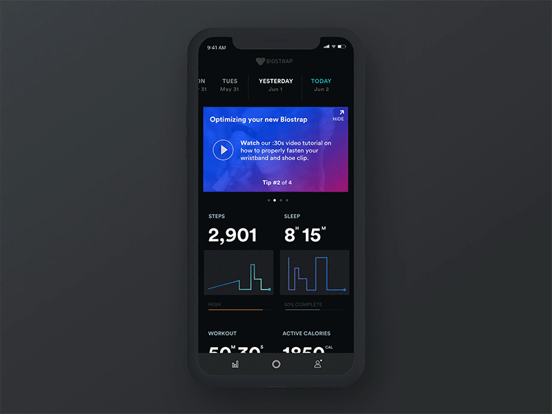 Motion Biostrap chart mobile motion