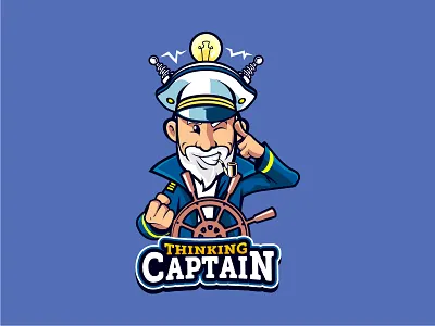 Thinking Captain badge branding captain identity illustration logo vector
