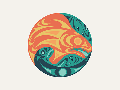 Circle of Life fish life print salmon spirit vector whale