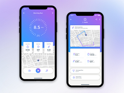 Running App UI app clean design flat gradient interface iphone running ui