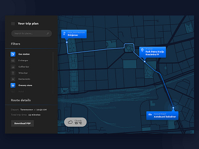 Travel Planner — UI Weekly Challenges S02W03 blue challenge dark maps planner travel travel planner trip uber ui ui challenge