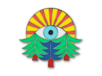 perspective enamel pin eyeball forest perspective pin