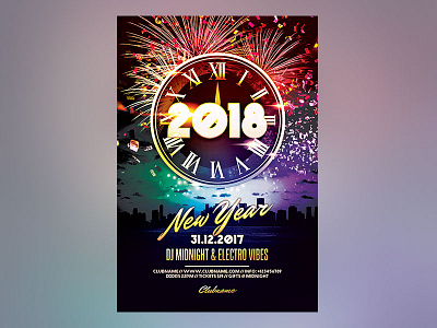 New Year Flyer download firework fireworks flyer graphicriver new year night nye photoshop poster psd template