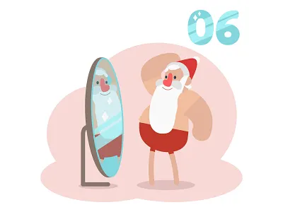 🎄Day 06 — Advent Calendar hat illustration mirror santa vector