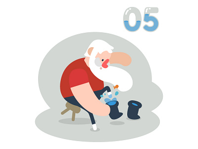 🎄Day 05 — Advent Calendar boots christmas fish illustration santa surprise vector