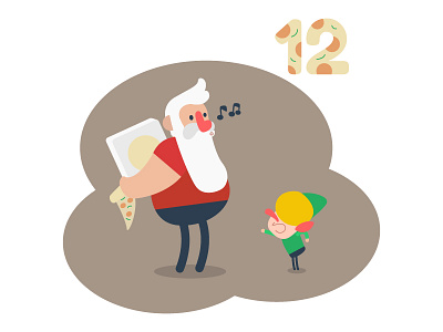 🎄Day 12 — Advent Calendar christmas elf illustration pizza santa vector