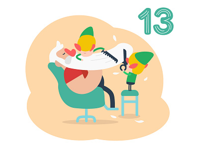 🎄Day 13 — Advent Calendar barber christmas elf illustration santa vector