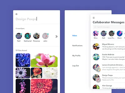 Messaging App clean compose details inbox menu message mobile photos users