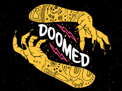 Doomed illustration lightning logo magic magical shirt witch