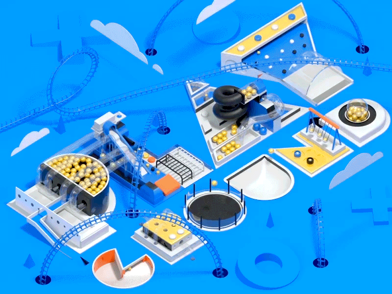 Playground! 🎢 animation balls c4d gif motion playground playoff rebound typography wix 👍 😎