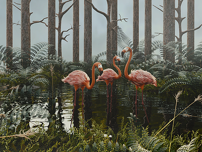 Flamingos 3d design environment flamingo