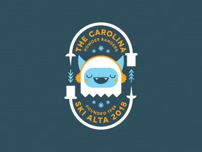 Carolina Powder Rangers Tee Concept badge character character design illustration logo monster ski snowflakes vector winter yeti