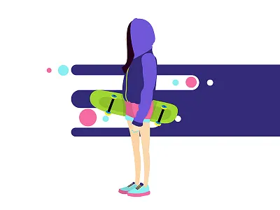 "Skateboard Girl" Vector Illustration art artist colors digital drawing girl illustration illustrator romania skate skateboard vector