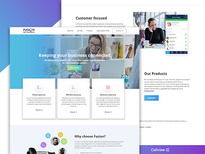 Fusion Networks colourful homepage icons mitel phone phones telecom telephone web web design website