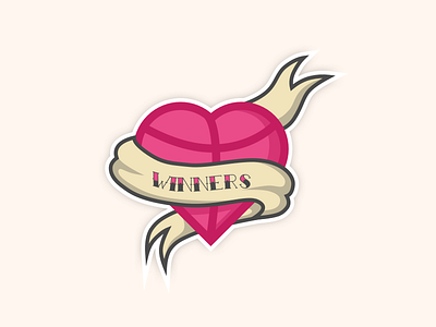 Dribbble Winners celebration design dribbble flat heart illustration sticker tattoo typography winners