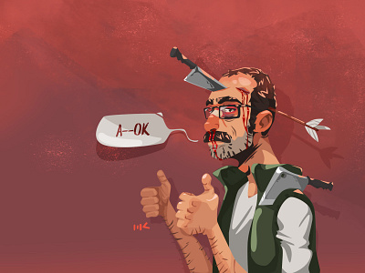 A--OK arrow character design illustration knives photoshop selfportrait vectorart