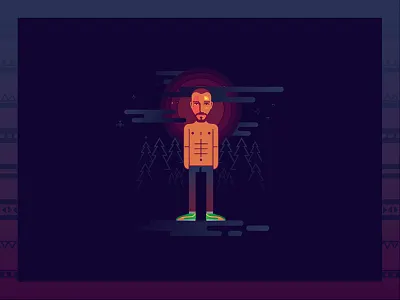 Washer of dreams part 2. carpet character colorful dream flat illustration light minimalistic moon night pattern warm