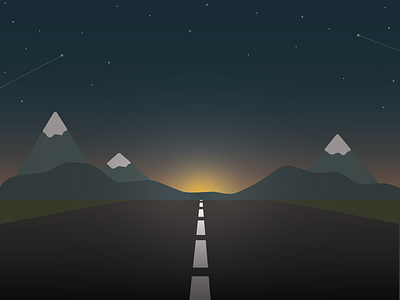 Song Lyrics Illustration: 1 driving flat design illustration illustrator landscape miranda lambert mountains open road song lyrics stars