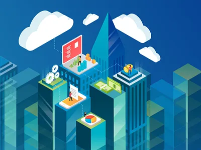 Cloud management cloud digital illustration isometric latest management
