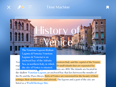 History Of Venice app concept history italy menu page time machine ui venice web design