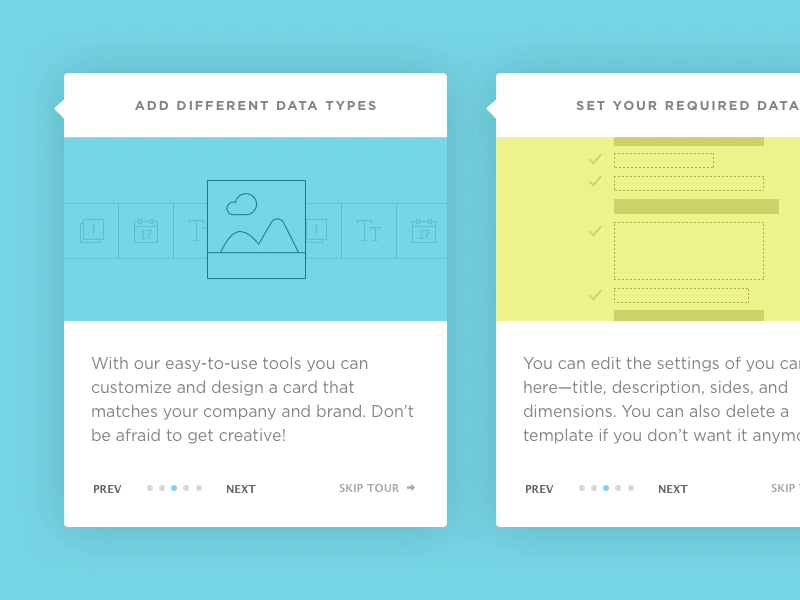 Guided Tour cards guided product saas tour