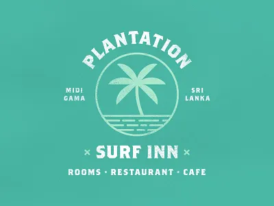 Plantation Surf Inn beach cafe holiday hotel logo ocean palm tree restaurant surf tourism travel