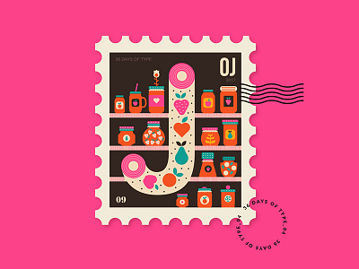 J for Jams from my Stamp collection 36daysoftype abduzeedo designinspiration graphic jam pink type typelove typography