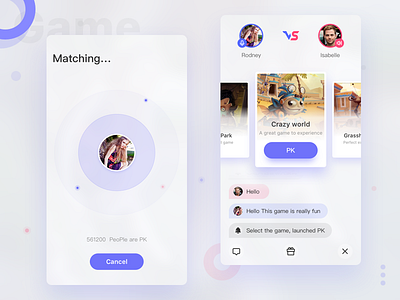 Pk Games card experience game ios match purple slide ui user ux zekvlee