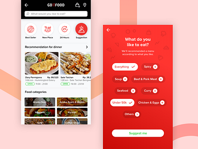 Suggestion Food in GoFood delivery gofood gojek mobile uiux