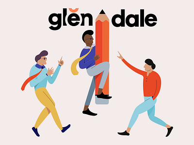 Glendale - Characters app design character design color illustration interaction design landing page layout message app mobile design typography uiux web design