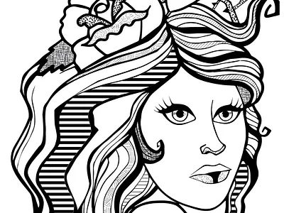 Bag Lady #1 drawing illustration ink pattern screen print texture