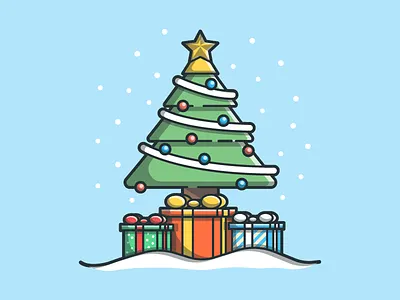Chistmas Gift 😊 christmas design dribbble flat gift icon illustration lineart minimal shots snow xmas