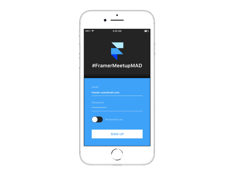 4th #FramerMeetupMAD Practice framer framer js framermeetupmad ui ux