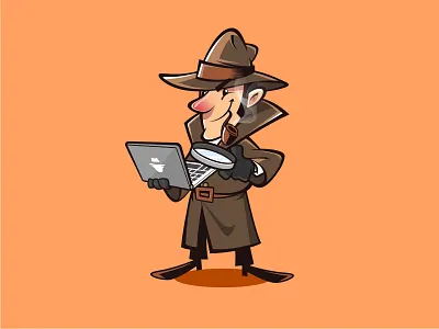 Sherlock character detective find icon logo mascot sherlock vector