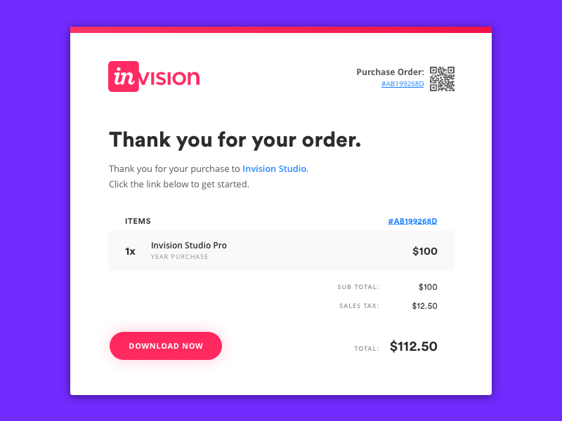 Example of Daily UI 017 - Email Receipt