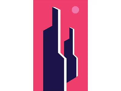 Graphic Architecture Poster #2 architecture blue colorful geometry graphic design illustration modern pink playful poster print design structure