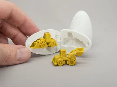 3D Printable Surprise Egg - #3 Tiny Wheel Loader 3d 3d printing print in place stocking stuffers surprise egg toy