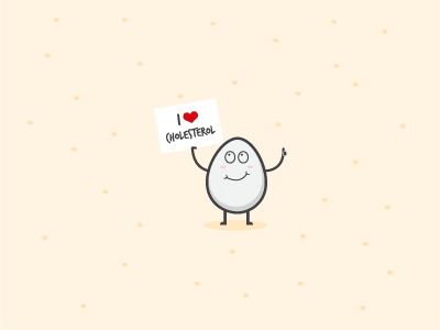 I Love Cholestrol cartoon cute egg face food funny happy illustration love recent smile