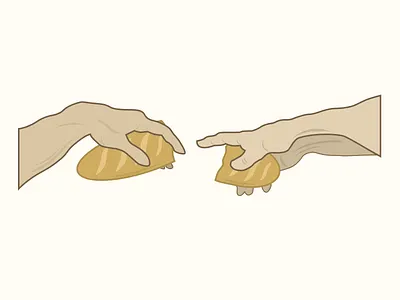 Breaking bread bread friendsgiving hands illustration michelangelo sketch thanksgiving the creation of man