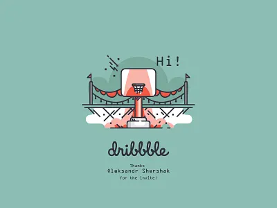 Hi dribbble! basket field debut design first shots illustration line art shots