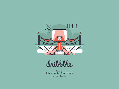 Hi dribbble! basket field debut design first shots illustration line art shots