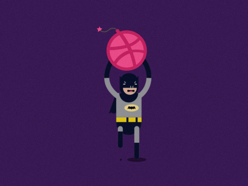 Hello Dribbble! adam west animation batman bomb dark knight hello dribbble invitation invite motion design