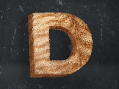 Hairy-D 3d cat d design fur hairy hairy letter illustration letter typography