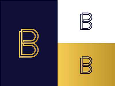 Golden B b blue gold icon lines logo type