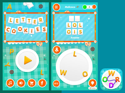 Flat iPhone Game Design colorful cookies flat game ios ios game iphone iphone game letter soup vibrant word