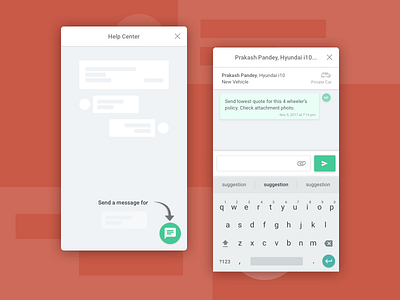Lead Message For Support android b2b chat colors insurance interface mobile sketch support ui ux web