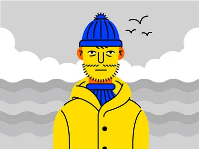 Sailor blue graphic gray orange sailor sea yellow